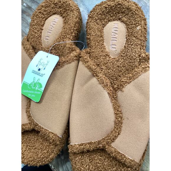 Kuailu Women’s Warm Slippers Brown Size 11 - Picture 3 of 5